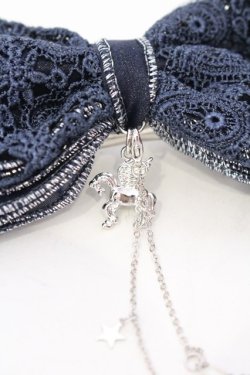 画像2: axes femme / ヘアピン付きリボンバレッタ  ネイビー×シルバー O-25-06-22-024-AX-AC-OW-OS