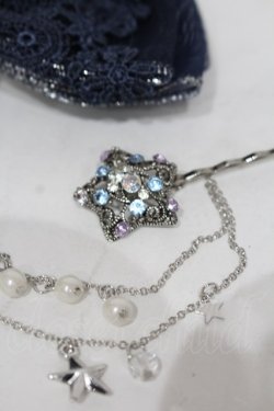 画像3: axes femme / ヘアピン付きリボンバレッタ  ネイビー×シルバー O-25-06-22-024-AX-AC-OW-OS