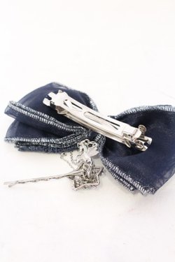 画像4: axes femme / ヘアピン付きリボンバレッタ  ネイビー×シルバー O-25-06-22-024-AX-AC-OW-OS