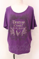 ALGONQUINS / ラメプリントTシャツ  パープル O-25-06-23-030-AL-TO-IG-OS