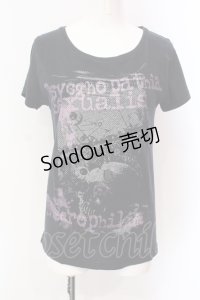 SEX POT ReVeNGe / ラメプリントTシャツ  ブラック O-25-06-23-031-SP-TS-IG-OS