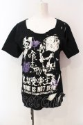 SEX POT ReVeNGe / 鬼怒愛楽主義 プリントダメージTシャツ  ブラック O-25-06-23-033-SP-TS-IG-OS