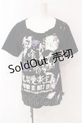 SEX POT ReVeNGe / 鬼怒愛楽主義 プリントダメージTシャツ  ブラック O-25-06-23-033-SP-TS-IG-OS