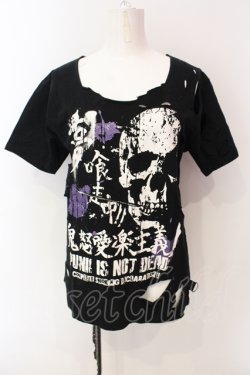 画像1: SEX POT ReVeNGe / 鬼怒愛楽主義 プリントダメージTシャツ  ブラック O-25-06-23-033-SP-TS-IG-OS
