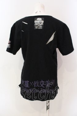 画像3: SEX POT ReVeNGe / 鬼怒愛楽主義 プリントダメージTシャツ  ブラック O-25-06-23-033-SP-TS-IG-OS