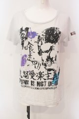 SEX POT ReVeNGe / 鬼怒愛楽主義 プリントTシャツ  グレー O-25-06-23-034-SP-TS-IG-OS
