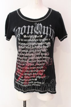 画像1: ALGONQUINS / 英字プリントTシャツ  ブラック O-25-06-23-035-AL-TS-IG-OS