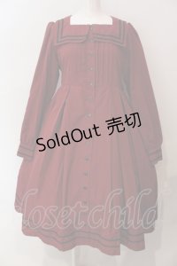 Physical Drop / スクエアタックセーラーワンピース  ボルドー×クロ O-25-06-23-002-LO-OP-OW-OS