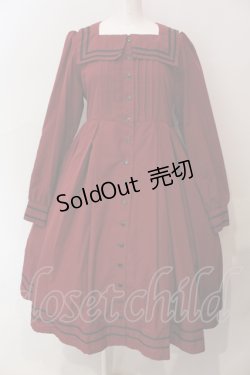 画像1: Physical Drop / スクエアタックセーラーワンピース  ボルドー×クロ O-25-06-23-002-LO-OP-OW-OS