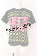 LOVER'S ROCK / モノグラムプリントTシャツ  ブラック O-25-06-23-037-PU-TS-IG-OS