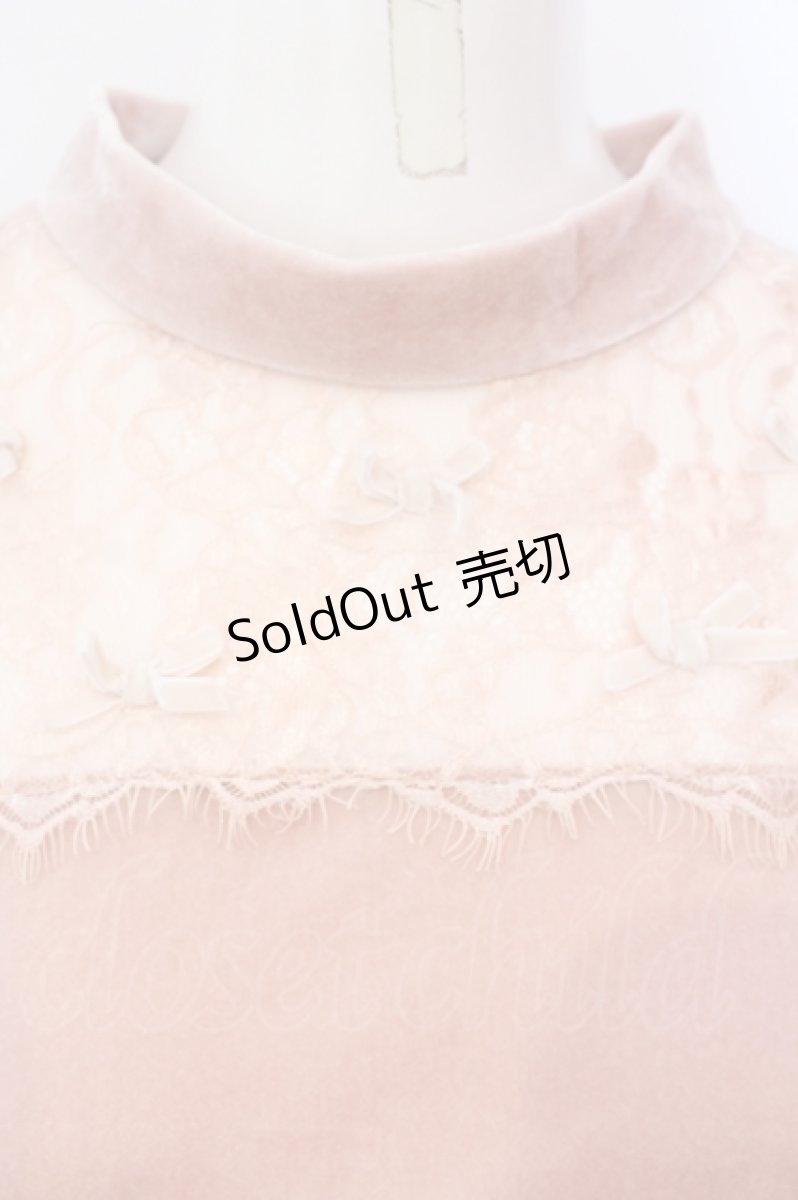 画像2: axes femme POETIQUE / プリチボンレースベロアカットソー  ピンク O-25-06-23-043-AX-TO-IG-ZH (2)