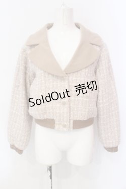 画像1: axes femme POETIQUE / チェックツィードブルゾン  ピンク×ベージュ O-25-06-23-044-AX-JA-IG-ZT133