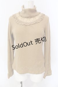 axes femme / ビジュー使いタートルニットトップス M キャメル O-25-06-23-046-AX-TO-IG-ZT127