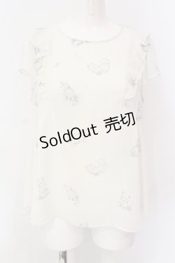 画像1: franche lippee black / シルエットねこブラウス M ミルク O-25-06-23-047-LO-BL-IG-OS