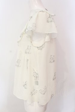 画像2: franche lippee black / シルエットねこブラウス M ミルク O-25-06-23-047-LO-BL-IG-OS