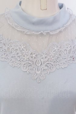 画像2: axes femme / ボトルネックリブカットソー M サックス O-25-06-23-052-AX-TO-IG-OS