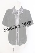 axes femme POETIQUE / バタフライ刺繍襟半袖ブラウス M クロ×パープル O-25-06-23-054-AX-BL-OW-OS
