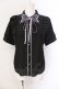 画像1: axes femme POETIQUE / バタフライ刺繍襟半袖ブラウス M クロ×パープル O-25-06-23-054-AX-BL-OW-OS (1)