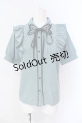 axes femme POETIQUE / バタフライ刺繍襟半袖ブラウス M グリーン×パープル O-25-06-23-055-AX-BL-OW-OS