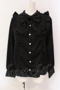 axes femme kawaii / ヴィンテージサテンブラウス M クロ O-25-06-23-057-AX-BL-OW-OS