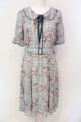 axes femme / 花柄フェミニンワンピース M グリーン O-25-06-23-058-AX-OP-OW-OS