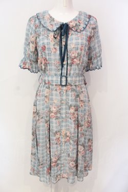 画像1: axes femme / 花柄フェミニンワンピース M グリーン O-25-06-23-058-AX-OP-OW-OS
