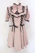 Secret Honey / サイドレースアップレースヨーク半袖ワンピース  ピンク×クロ O-25-06-23-059-CA-OP-IG-OS