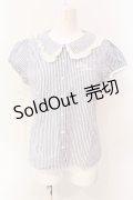 E hyphen world gallery / サッカーストライプブラウス  ブルー×ホワイト O-25-06-23-081-LO-TO-IG-OS