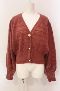 axes femme / ボリューム袖ニットカーデ M アカ O-25-06-23-086-AX-TO-YM-OS