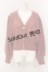 axes femme / ボリューム袖ニットカーデ M アカ O-25-06-23-086-AX-TO-YM-ZT133