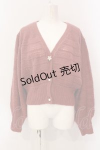 axes femme / ボリューム袖ニットカーデ M アカ O-25-06-23-086-AX-TO-YM-ZT133
