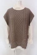 axes femme / ニットベストアンサンブル M ダークベージュｘアイボリー O-25-06-23-088-AX-TO-YM-OS
