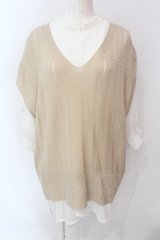 axes femme / ニットベストアンサンブル F ベージュｘシロ O-25-06-23-089-AX-TO-YM-OS