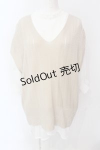 axes femme / ニットベストアンサンブル F ベージュｘシロ O-25-06-23-089-AX-TO-YM-ZT127