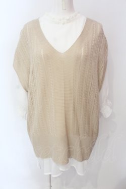 画像1: axes femme / ニットベストアンサンブル F ベージュｘシロ O-25-06-23-089-AX-TO-YM-OS
