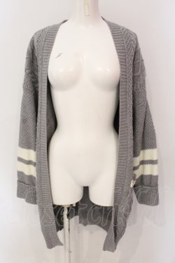 画像1: axes femme / ラインニットトッパーカーディガン M グレー O-25-06-23-090-AX-TO-YM-OS
