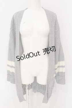 画像1: axes femme / ラインニットトッパーカーディガン M グレー O-25-06-23-090-AX-TO-YM-ZT122