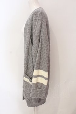 画像2: axes femme / ラインニットトッパーカーディガン M グレー O-25-06-23-090-AX-TO-YM-OS