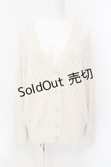 axes femme / 透かし編みカーディガン M アイボリー O-25-06-23-091-AX-TO-YM-ZT028