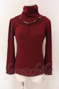 axes femme / ネックレス付きテレコトップス M ワイン O-25-06-23-093-AX-TO-YM-OS