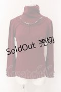 axes femme / ネックレス付きテレコトップス M ワイン O-25-06-23-093-AX-TO-YM-ZT122