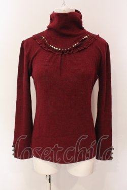画像1: axes femme / ネックレス付きテレコトップス M ワイン O-25-06-23-093-AX-TO-YM-OS