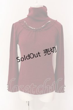 画像1: axes femme / ネックレス付きテレコトップス M ワイン O-25-06-23-093-AX-TO-YM-ZT122