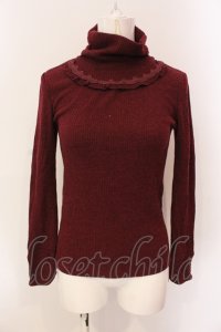 axes femme / ネックレス風ハイネックテレコカットソー M エンジ O-25-06-23-095-AX-TO-YM-ZT122