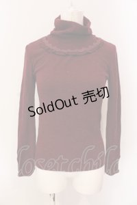 axes femme / ネックレス風ハイネックテレコカットソー M エンジ O-25-06-23-095-AX-TO-YM-ZT122