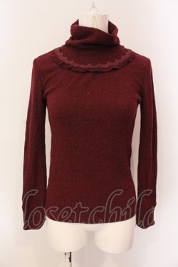 画像1: axes femme / ネックレス風ハイネックテレコカットソー M エンジ O-25-06-23-095-AX-TO-YM-OS