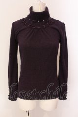 axes femme / はしごレースリブタートルニットソー M パープル O-25-06-23-096-AX-TO-YM-OS