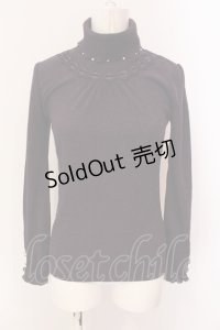 axes femme / はしごレースリブタートルニットソー M パープル O-25-06-23-096-AX-TO-YM-ZT122