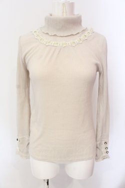 画像1: axes femme / はしごレースリブタートルニットソー M ベージュ O-25-06-23-097-AX-TO-YM-OS