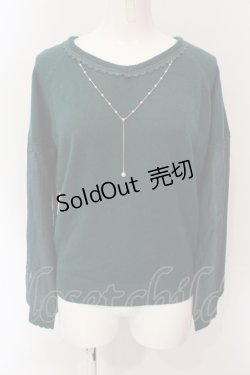 画像1: axes femme / 袖レース切り替えチャーム付きニットソー M グリーン O-25-06-23-098-AX-TO-YM-ZT122